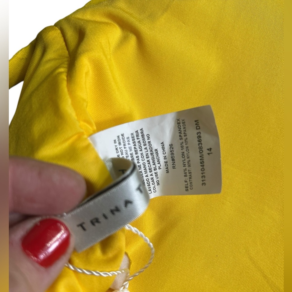 TRINA TURK yellow Joplin Jacquard Cutout Plunge One-Piece Swimsuit plus Size 14 - Picture 11 of 16